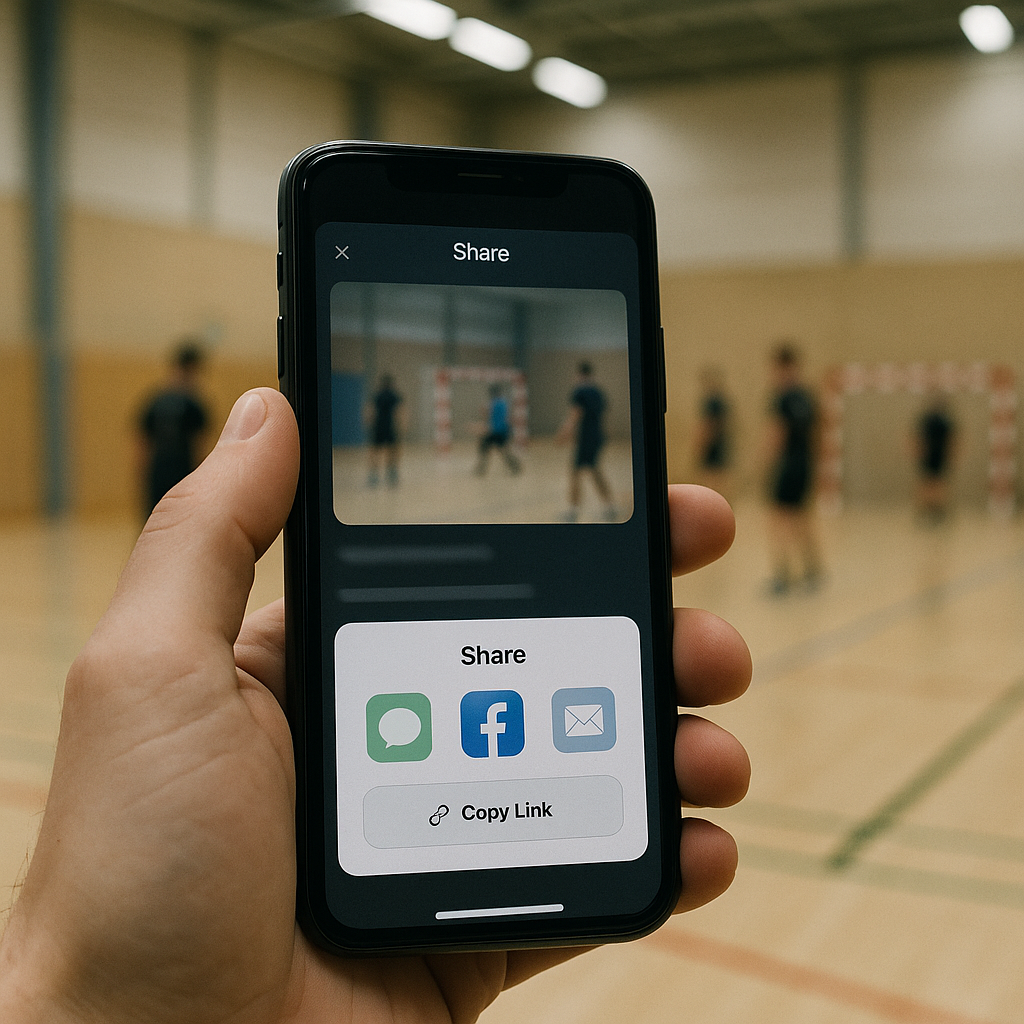 photographic A realistic modern closeup of a smartphone held in hand positioned in the foreground On the phone screen a social media sharing interface